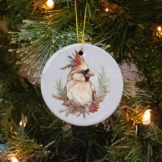 Ceramic Ornament-Boho Cardinal