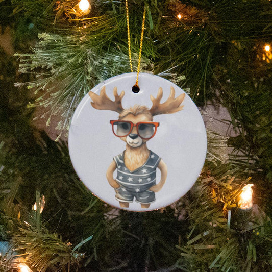 Ceramic Ornament-Moose in Bathing Suit